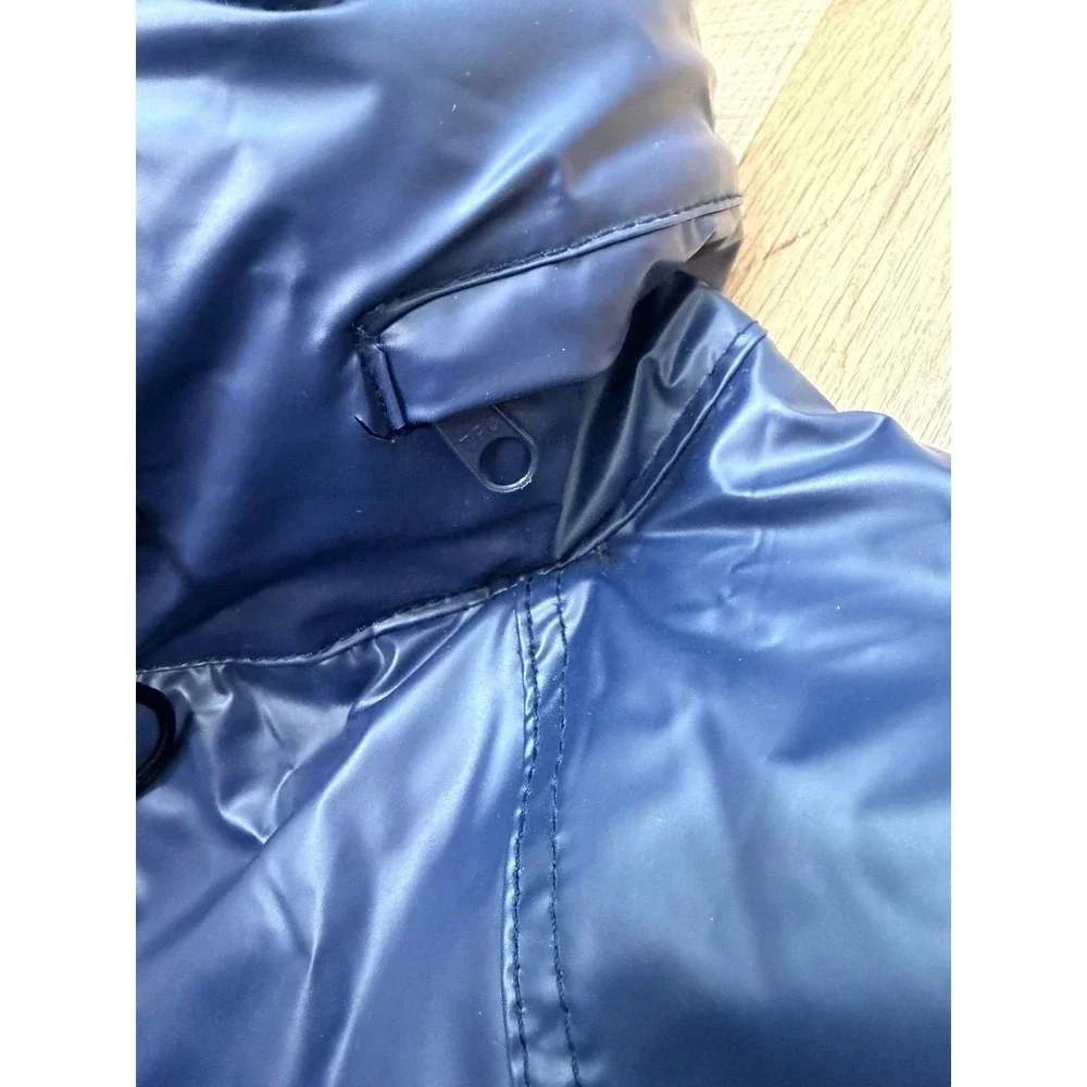 Duck Bay Vintage Waterproof Jacket Blue Flannel Lined Hooded‎ Mens L